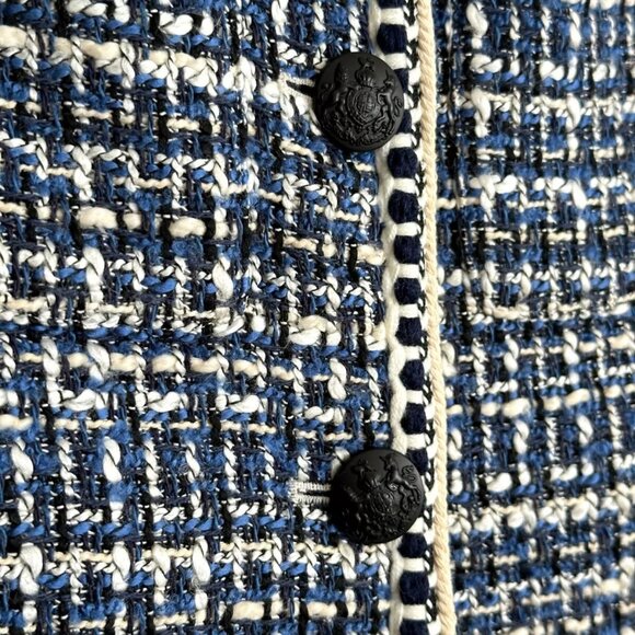 Women's VERONICA BEARD Brim Cropped Tweed Jacket in Navy Multi Size 4 - Picture 10 of 11